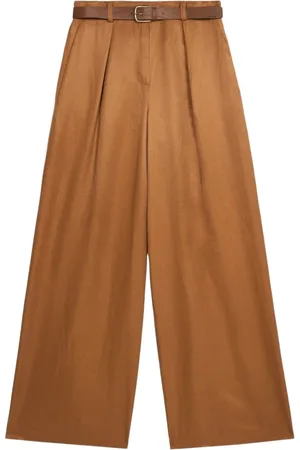 Oltre Bukser, Dame, Brun, 3XL, Linned, Linnedblandede palazzo-bukser