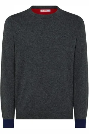 sun68 Strik, Herre, Grå, 3XL, Kontrast Rund Albue Ærme Top
