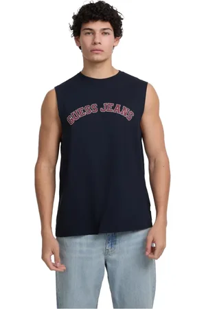 Guess Top, Herre, Blå, XL, Bomuld, Bomuld Logo Tank Top - Blå