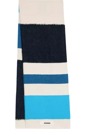 Jacquemus Tilbehør, Dame, Blå, ONE SIZE, Uld, Stribet Uldblandet Tørklæde