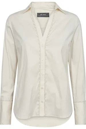 Mos Mosh Bluser & Skjorter, Dame, , XS, Bomuld, Feminin Wave Skjorte med Broderet Kant