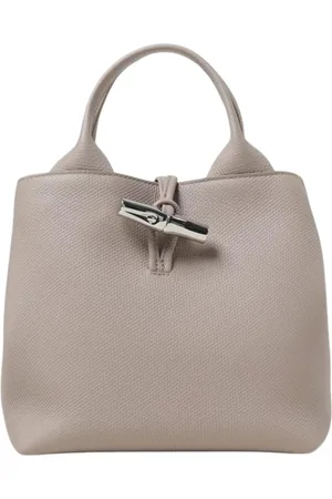 Longchamp Taske, Dame, Grå, ONE SIZE, Uld, Stilfuld Sort Tote Taske
