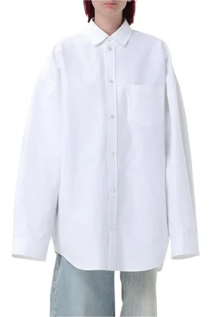 Balenciaga Bluser & Skjorter, Dame, Hvid, XS, Bomuld, Hvid Skjorte-Stil Frakke