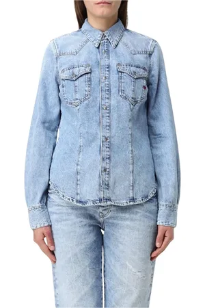 Diesel Bluser & Skjorter, Dame, Blå, L, Denim, Klassisk Denim Skjorte til Kvinder