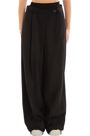 White Sand Bukser, Dame, Sort, M, Uld, Stilfulde Double Waist Loose Pants