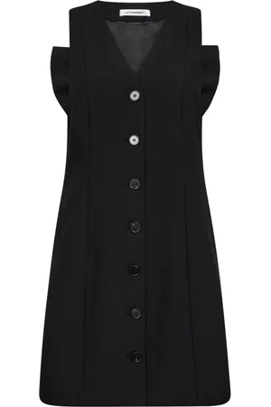 Co`Couture Kjole, Dame, , XS, Polyester, Sort sløjfekjole med V-udskæring