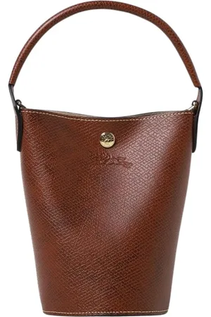 Longchamp Taske, Dame, Brun, ONE SIZE, Læder, Mini Bucket Bag i kornet læder