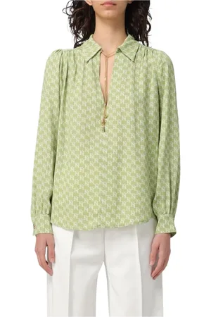 Elisabetta Franchi Bluser & Skjorter, Dame, Grøn, S, Uld, Silkebluse Pistacie Elegant Stilfuld