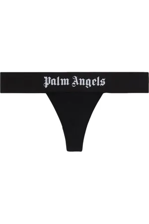 Palm Angels Undertøj, Dame, Sort, L, Bomuld, Sort G-streng med Logo Linning
