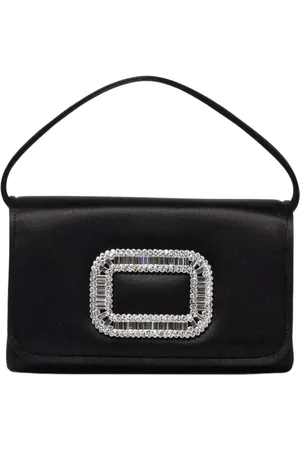 Roger Vivier Taske, Dame, Sort, ONE SIZE, Satin, Sort Krystal Satin Clutch Taske