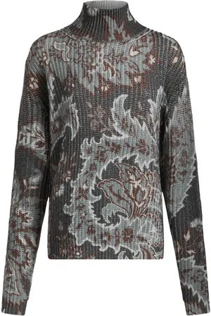 Etro Strik, Dame, Flerfarvet, XS, Uld, Blå Paisley Mønster Uld Sweater