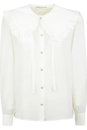 Alessandra Rich Bluser & Skjorter, Dame, Hvid, M, Silke Peter Pan Krave Bluse