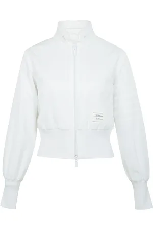 Thom Browne Sweathshirts & Hoodies, Dame, Hvid, 3XS, Uld, Hættetrøje med lommer og lange ærmer