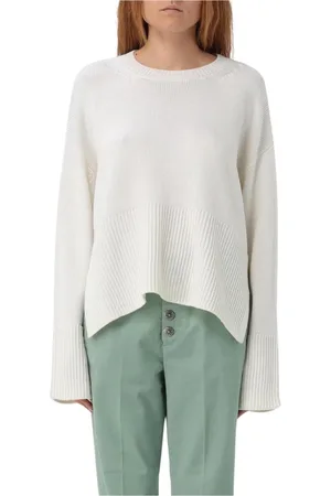 Dondup Strik, Dame, Hvid, S, Beige Crew Neck Strik Sweater