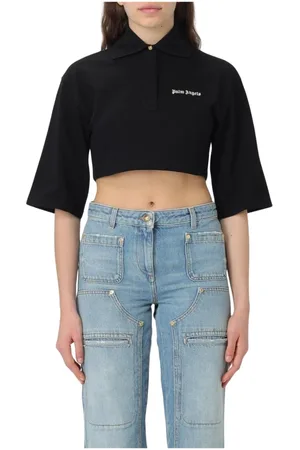 Palm Angels Top, Dame, Sort, S, Uld, Sort Polo Skjorte Stilfuld og alsidig