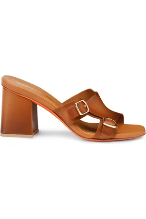 santoni Sko, Dame, Brun, 37 1/2 EU, Læder, Kvinders læder dobbelt-spænde mid sandal