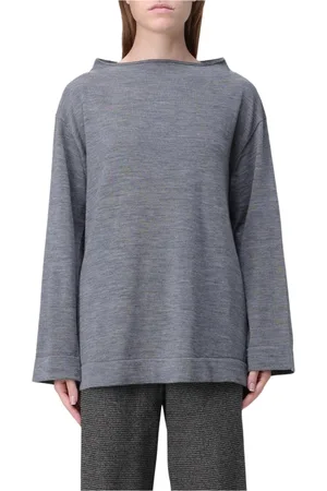 LIVIANA CONTI Strik, Dame, Grå, L, Uld, Grå Bådhals Uld Sweater