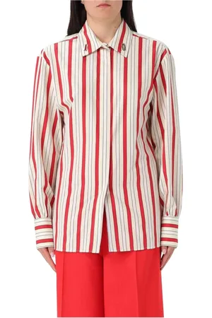 Msgm Bluser & Skjorter, Dame, Flerfarvet, M, Rød Button-Up Skjorte
