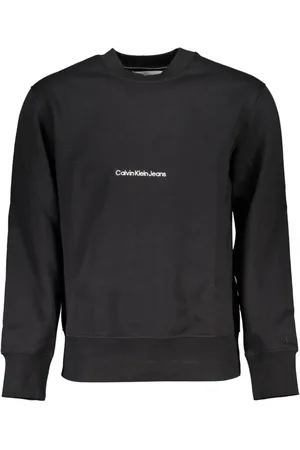Calvin Klein Sweathshirts & Hoodies, Herre, Sort, 2XL, Bomuld, Sort Fleece Sweatshirt med Rund Hals