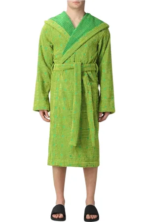 Bottega Veneta Nightwear & Lounge, Herre, Grøn, S, Bomuld, Luksus Geometrisk Mønster Badekåbe
