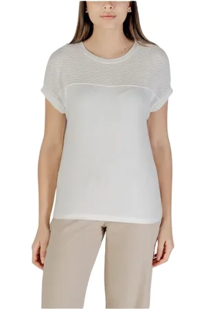 Street one Top, Dame, Hvid, 2XS, Uld, Tekstureret Yoke Strik Top