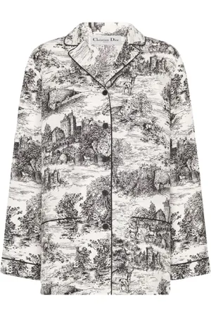 Dior Bluser & Skjorter, Dame, Flerfarvet, S, Multifarvet Silke Toile Print Bluse
