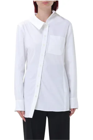 Jacquemus Bluser & Skjorter, Dame, Hvid, M, Bomuld, Hvid Poplin Skjorte Asymmetrisk Hem