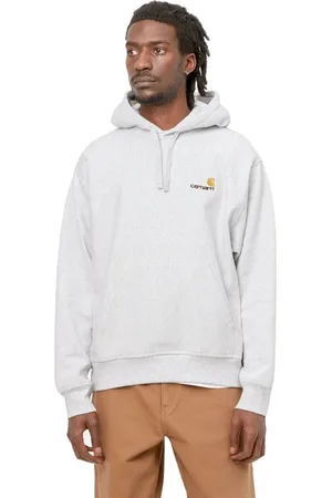 Carhartt Sweathshirts & Hoodies, Herre, Grå, L, Bomuld, Amerikansk Script Hættetrøje i Ash Heather