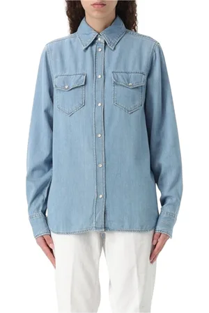 Liu Jo Bluser & Skjorter, Dame, Blå, M, Blå Button-Up Skjorte