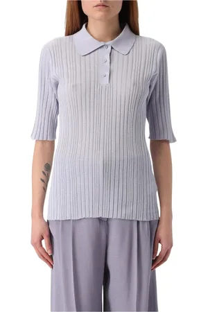 Fabiana Filippi Top, Dame, Lilla, M, Lilla Ribstrikket Poloshirt