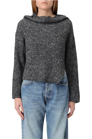 Pinko Strik, Dame, Grå, M, Nylon, Grå Mohair Cowl Neck Sweater