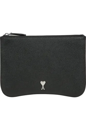 Ami Taske, Herre, Sort, ONE SIZE, Læder, Læder Clutch med Hjerte Stud
