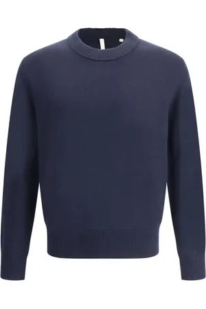 Sunflower Strik, Herre, Blå, XL, Uld, Merino Wool Sweater, Monochrome Mønster