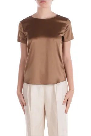 Emporio Armani Bluser & Skjorter, Dame, Brun, M, Silkeblanding Rygknap Bluse