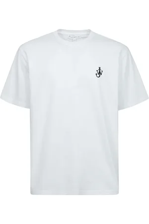 J.W.Anderson Top, Herre, Hvid, M, Bomuld, Kortærmet T-shirt med broderet logo