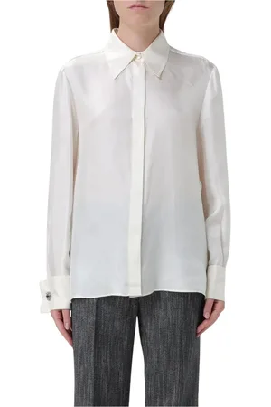 Alberta Ferretti Bluser & Skjorter, Dame, Hvid, S, Elegant Silkebluse Skjorte Mansjettknapper
