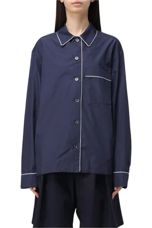 BARENA Bluser & Skjorter, Dame, Blå, M, Bomuld, Marineblå Bomuld Poplin Skjorte