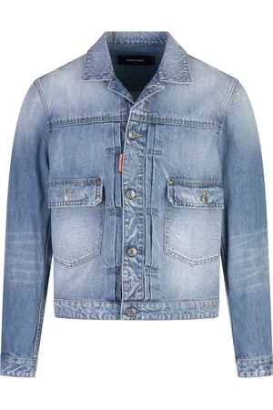 Dsquared2 Jakke, Herre, Blå, L, Denim, Blå Denim Heritage Boxy Jean Jakke