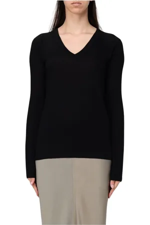 Lisa Yang Strik, Dame, Sort, S, Cashmere, Sort Cashmere V-Neck Sweater