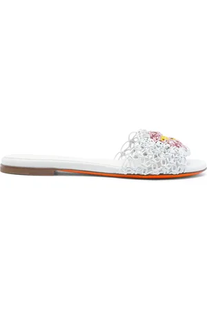 santoni Sko, Dame, Hvid, 36 1/2 EU, Læder, Kvinders vævet nappalæder slide sandal
