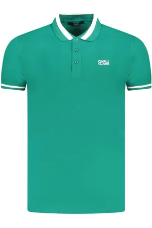 Roberto Cavalli Top, Herre, Grøn, L, Bomuld, Grøn Bomuld Polo Skjorte Klassisk Krave