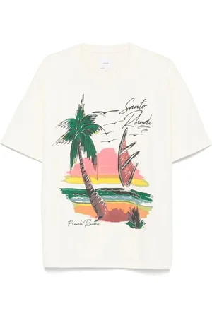 Rhude Top, Herre, Hvid, L, Beige Crew Neck Kortærmet T-shirt