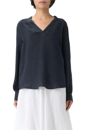 120% Lino Bluser & Skjorter, Dame, Blå, XS, Uld, Blush Pink V-Neck Blouse