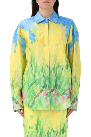 Msgm Bluser & Skjorter, Dame, Flerfarvet, 2XS, Uld, Levende Mønstret Skjorte