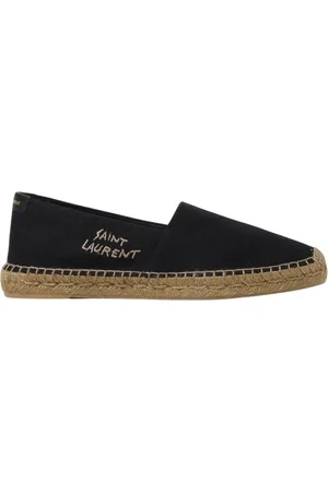 Saint Laurent Sko, Herre, Sort, 40 EU, Jute, Sort Broderede Lærred Espadriller