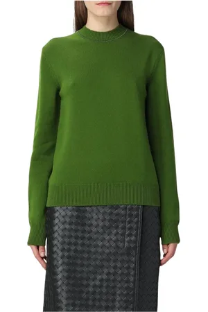 Bottega Veneta Strik, Dame, Grøn, M, Cashmere, Grøn Cashmere Crew Neck Sweater
