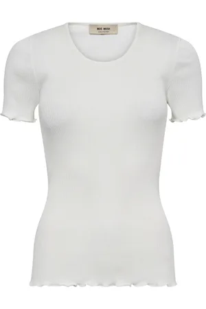 Mos Mosh Top, Dame, , S/M, Bomuld, Silke Sømløs T-shirt med Krøllede Kanter