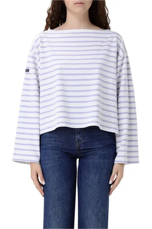 Ralph Lauren Top, Dame, Hvid, L, Bomuld, Stribet Bådhals Sweater