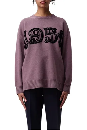 Max Mara Strik, Dame, Lilla, XS, Cashmere, Lilla Cashmere Pullover Sweater