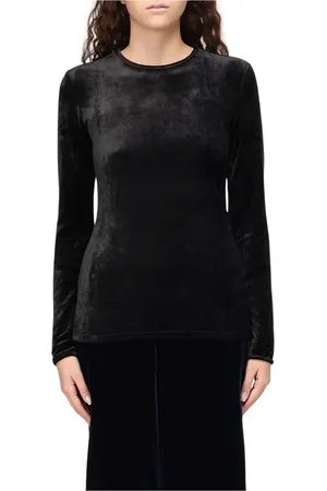 Giorgio Armani Top, Dame, Sort, M, Kongeblåt Fløjlssweater